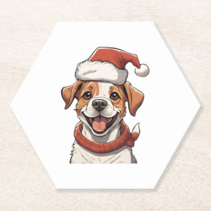 Niedlicher Welpenhund mit Weihnachts-Hat Classic T Untersetzer