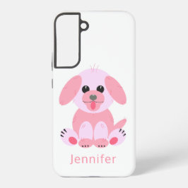 Niedlicher Welpenhund Personalisiert rosa Cartoon Samsung Galaxy Hülle