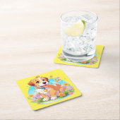 Niedlicher Welpenhund Rechteckiger Pappuntersetzer (Vor Ort)