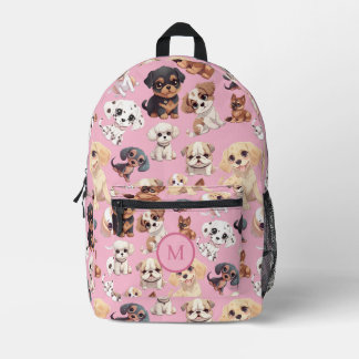 Niedlicher Welpenhund rosa Bedruckter Rucksack