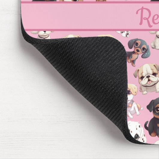 Niedlicher Welpenhund rosa Mousepad (Ecke)