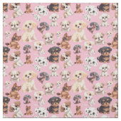 Niedlicher Welpenhund rosa Stoff (Muster)