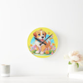 Niedlicher Welpenhund Runde Wanduhr (Zuhause)