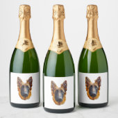 Niedlicher Welpenhund Schaumweinetikett (Flaschen)