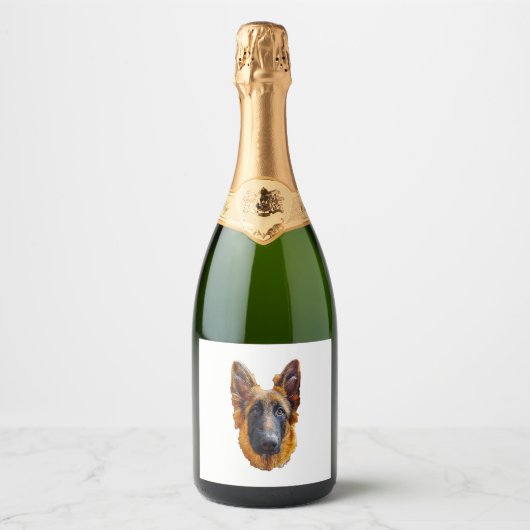 Niedlicher Welpenhund Schaumweinetikett (Vorderseite)