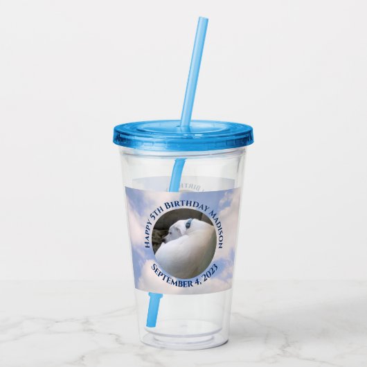 Niedlicher Welpenhund Schlafen Blue Sky 5. Geburts Acryltrinkbecher (Rückseite)