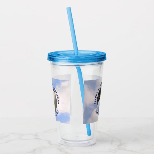 Niedlicher Welpenhund Schlafen Blue Sky 5. Geburts Acryltrinkbecher (Links)