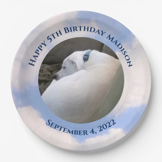 Niedlicher Welpenhund Schlafen Blue Sky 5. Geburts Pappteller (Vorderseite)