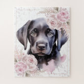 Niedlicher Welpenhund Schwarzer Labrador Retriever Puzzle (Vertikal)