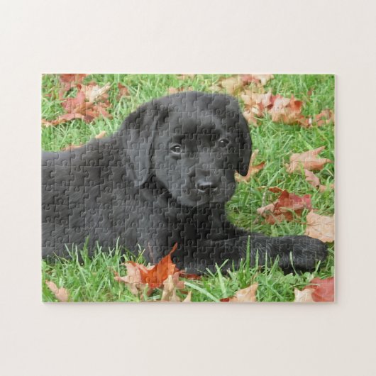 Niedlicher Welpenhund Schwarzer Labrador Retriever Puzzle (Horizontal)