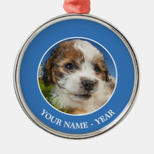 Niedlicher Welpenhund (Shitzu) Silbernes Ornament