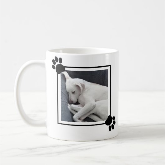 Niedlicher Welpenhund Single 1 Foto Name und Meldu Kaffeetasse (Links)