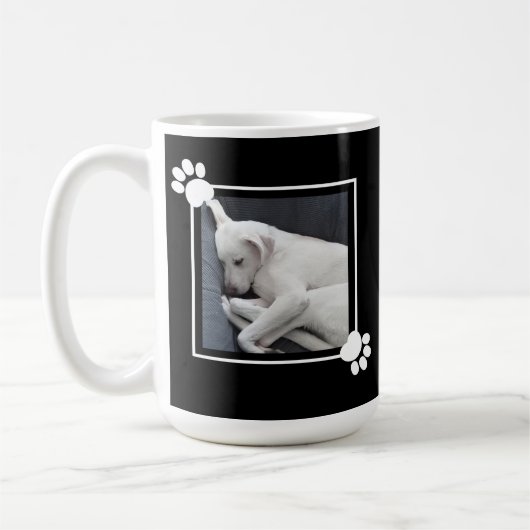 Niedlicher Welpenhund Single 1 Foto Name und Meldu Kaffeetasse (Links)