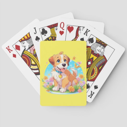 Niedlicher Welpenhund Spielkarten (Rückseite)