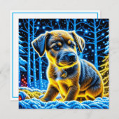 Niedlicher Welpenhund spielt im Schnee Weihnachten (Vorne/Hinten)