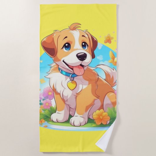 Niedlicher Welpenhund Strandtuch (Vorderseite)