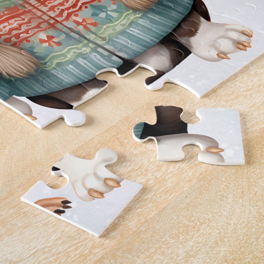 Niedlicher Welpenhund Weihnachts-Welpen Weihnachte Puzzle (Seite)