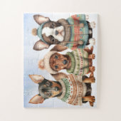 Niedlicher Welpenhund Weihnachts-Welpen Weihnachte Puzzle (Vertikal)