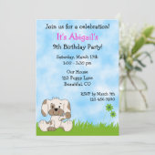 Niedlicher Welpenhund zum Geburtstag Einladung für (Stehend Vorderseite)