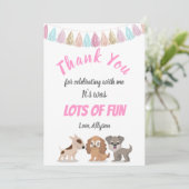 Niedlicher Welpenkartographie Thema Kind Geburtsta Dankeskarte (Stehend Vorderseite)