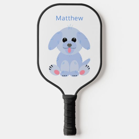 Niedlicher Welpenkartoon Dog Personalisiert Pastel Pickleball Schläger (Vorderseite)