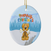 Niedlicher Welpenknochen Schnee Weihnachten Kerami Keramik Ornament (Rechts)