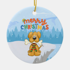 Niedlicher Welpenknochen Schnee Weihnachten Kerami Keramik Ornament