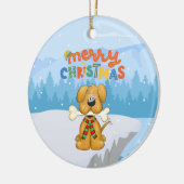 Niedlicher Welpenknochen Schnee Weihnachten Kerami Keramik Ornament (Links)