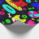 niedlicher Welpenpool Party Sommer komisch schwarz Geschenkpapier (Ecke)