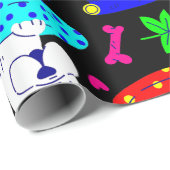 niedlicher Welpenpool Party Sommer komisch schwarz Geschenkpapier (Rolleneckpunkt)