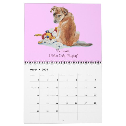 niedlicher Welpenportrait Bilder realistische Kuns Kalender (Mär 2026)