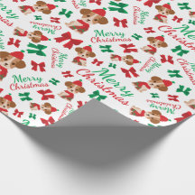 Niedlicher Welpenurlaub Red & Green Bow Frohe Weih
