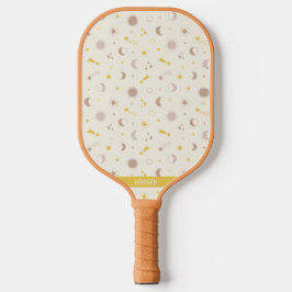 Niedlicher Weltraum Sonnenmond und Sterne auf Crem Pickleball Schläger