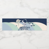 Niedlicher Weltraumatronin Geburtstag Wasserflaschenetikett (Einzelnes Label)