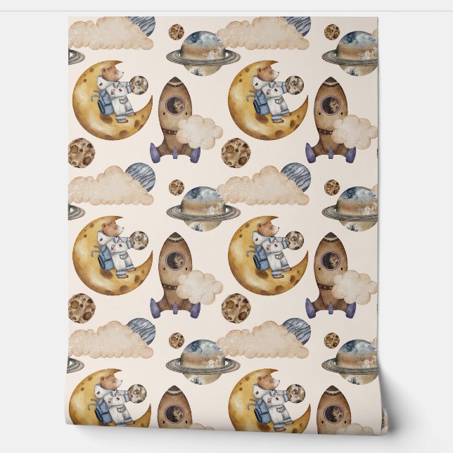 Niedlicher Weltraumbärenjunge Tapete (Abrollen)