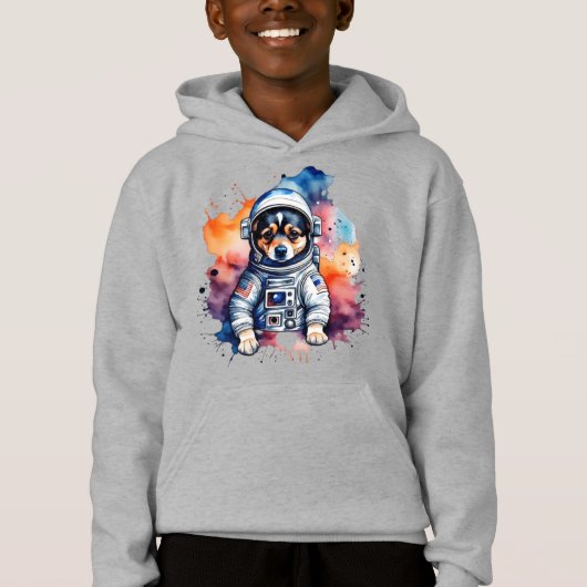 Niedlicher Weltraumhund Hoodie (Vorderseite)