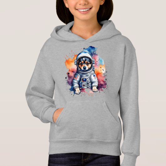 Niedlicher Weltraumhund Hoodie (Vorderseite)