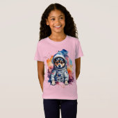 Niedlicher Weltraumhund T-Shirt (Vorne ganz)