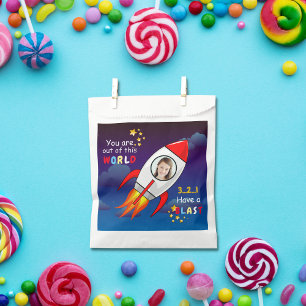 Niedlicher Weltraumraketenschiff vom Geburtstag Geschenktütchen