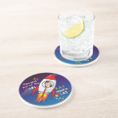Niedlicher Weltraumraketenschiff vom Geburtstag Getränkeuntersetzer (Seite)