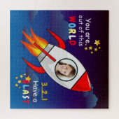 Niedlicher Weltraumraketenschiff vom Geburtstag Puzzle (Horizontal)