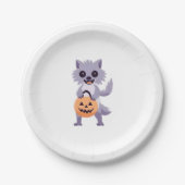 Niedlicher Werewolf mit Tellern für Trick- oder Tr Pappteller (Vorderseite)