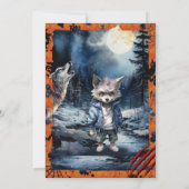 Niedlicher Werewolf-Wasserfarbenwald Einladung (Rückseite)