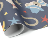 Niedlicher Western Baby Cowboy Bear Wrapping Paper Geschenkpapier (Rolleneckpunkt)