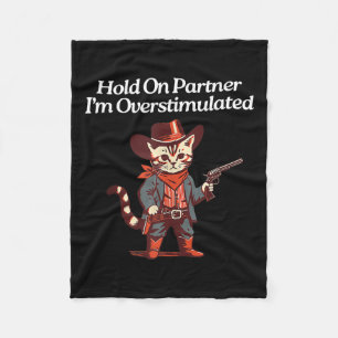 Niedlicher Western Cat Cowboy Hold on Partner Ich  Fleecedecke