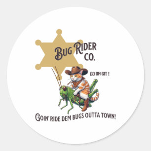 Niedlicher Western Cowboy Cat Tab Runder Aufkleber