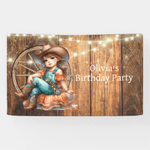Niedlicher Western Cowgirl Geburtstagsparty Banner