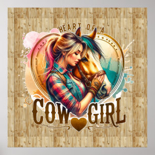 Niedlicher Western Cowgirl Herzchen Poster