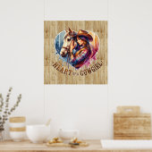 Niedlicher Western Cowgirl Herzchen Poster (Küche)