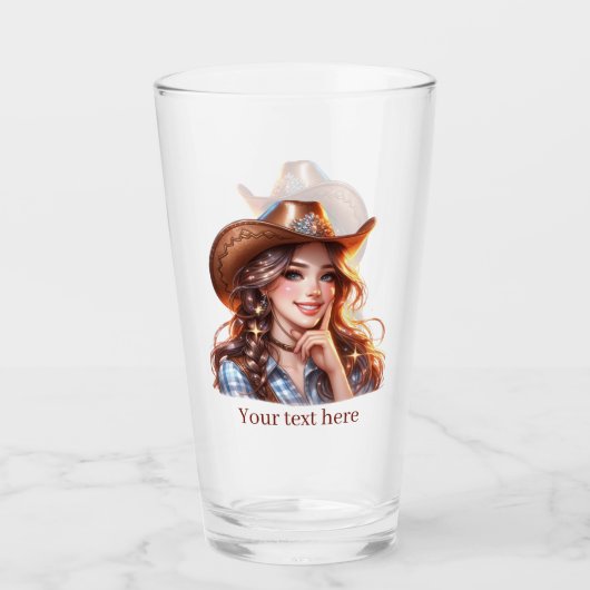 Niedlicher Western Cowgirl hinzufügen Glas (Vorderseite)